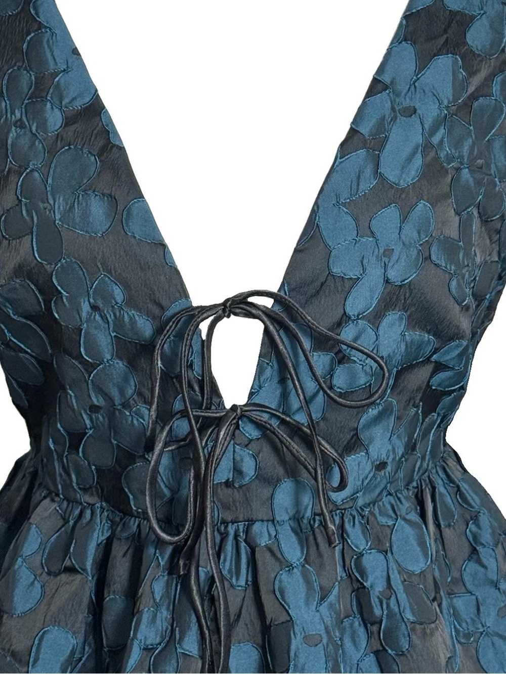 MUSTARD SEED FIT FLARE BABY DOLL MINI DRESS SMALL BLACK BLUE FLORAL POCKETS NEW - Picture 3 of 10